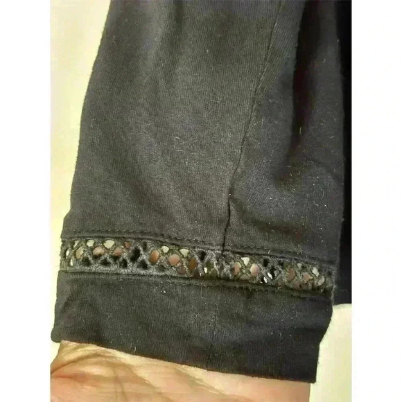 Banana Republic Women's Blue V-Neck Blouse M Stretchy Lattice Detail - Picture 5 of 8